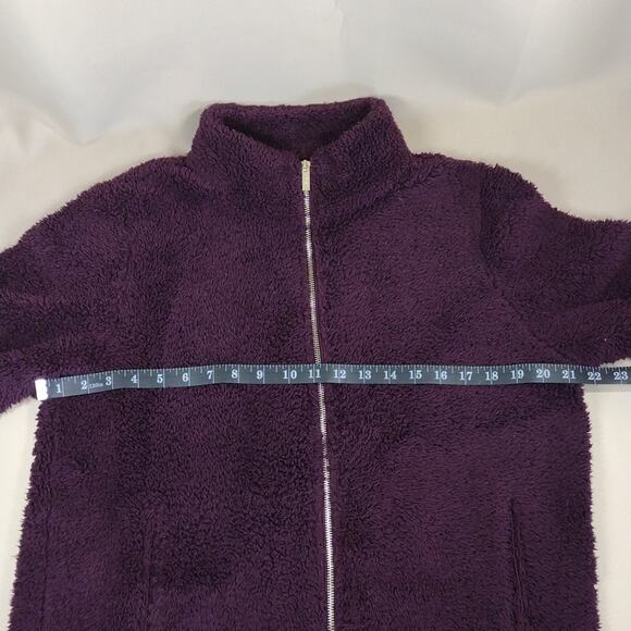 Calvin Klein Sherpa Fleece Fluffy Comfy Cozy Plush Purple Zip-Up Teddy Jacket - Picture 7 of 8